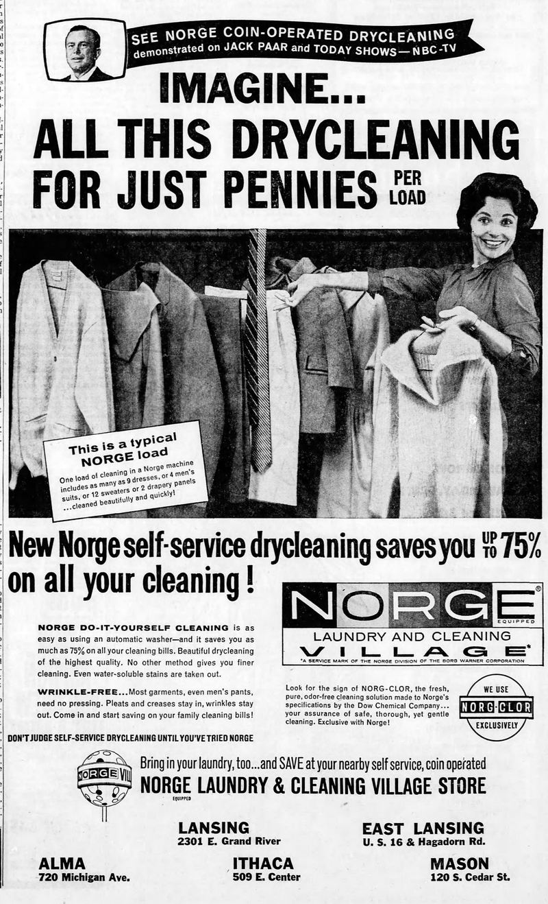 Norge Village - Feb 23 1962 Ad From Lansing (newer photo)